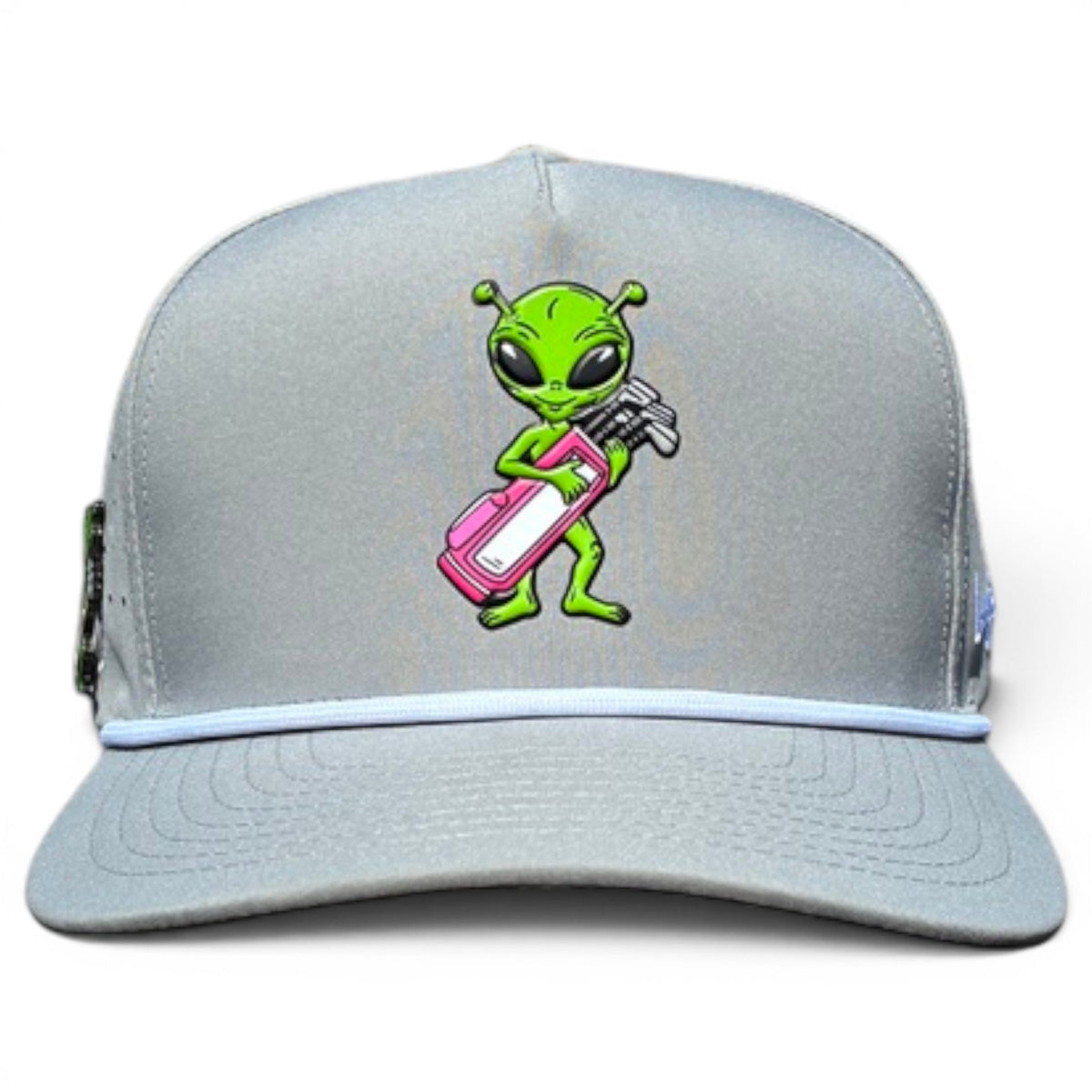 Alien Caddy Golf Hat | Snapback Cap | Built-in Magnetic Ball Marker Holder + Marker Included | Adjustable Gray Alien