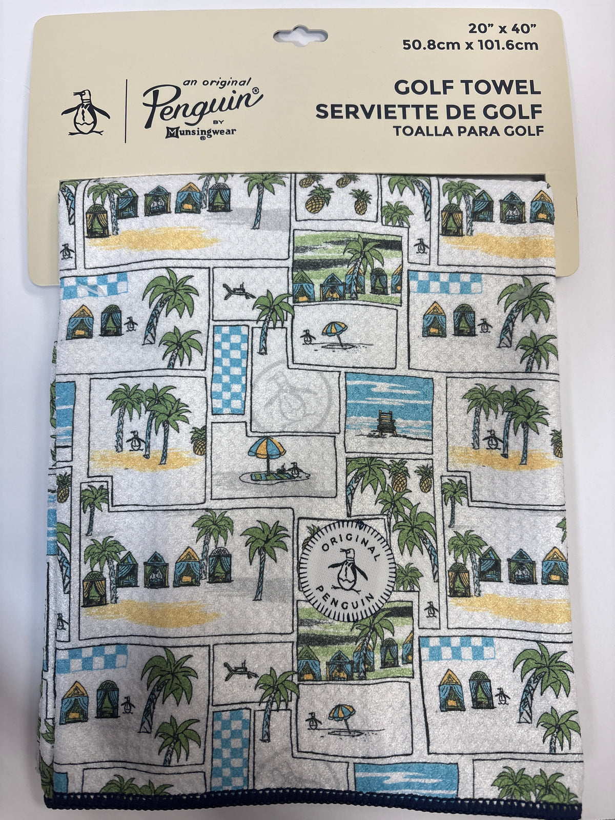 Original Penguin Printed Golf Towel – Bright White